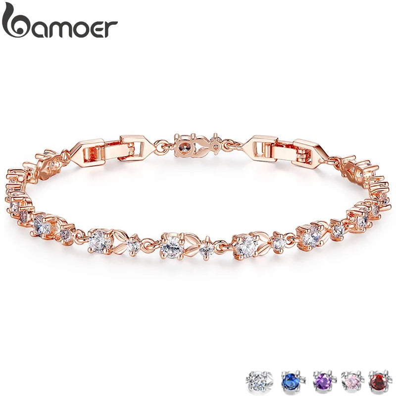 Luxury Rose Gold Crystal Bracelet - Water Drop Chain Design