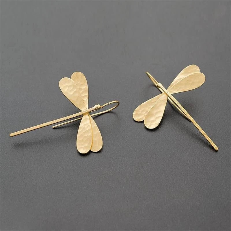 3D Dragonfly Drop Earrings - Simple Elegant Design