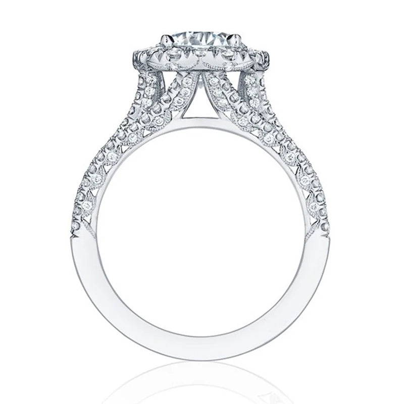 Cubic Zirconia Luxury Engagement Ring - Brass