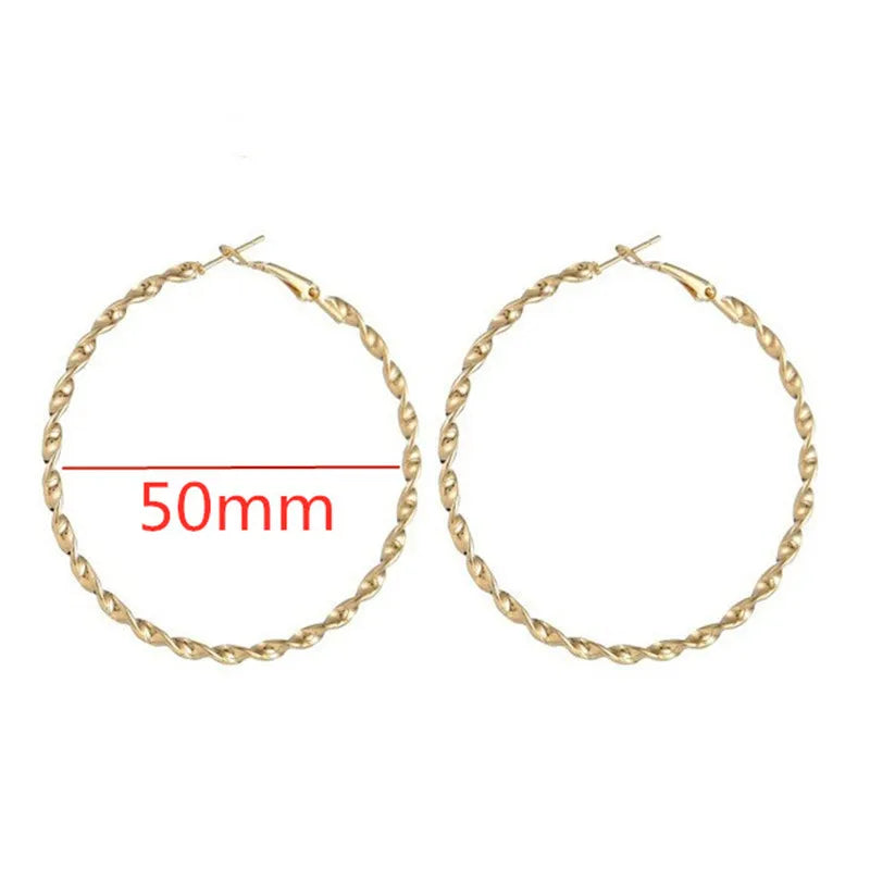 Large Hoop Earrings - Trendy Round Design