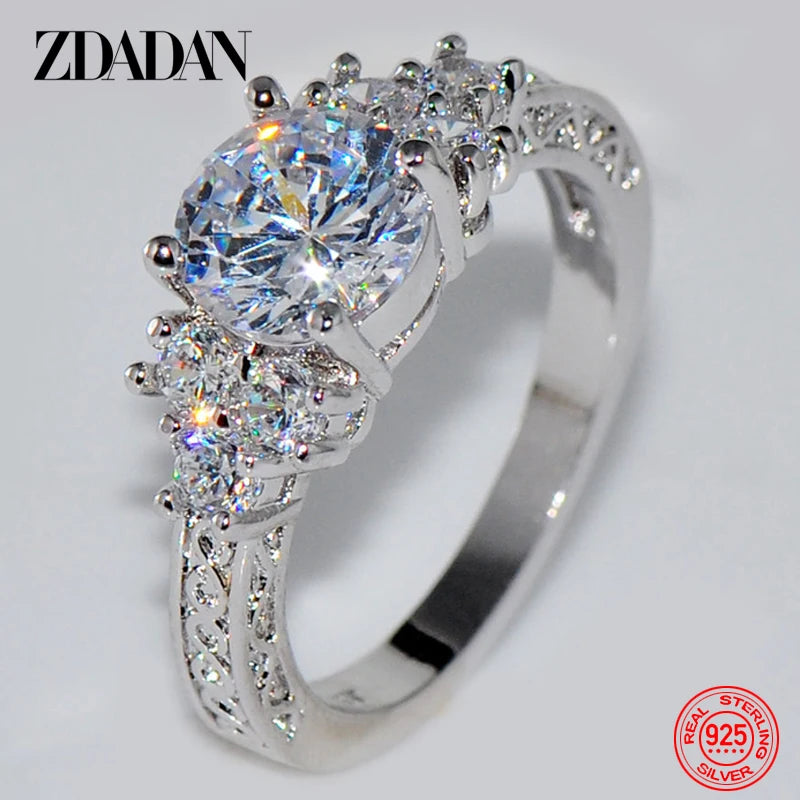 White Zircon Crystal Ring - Sterling Silver