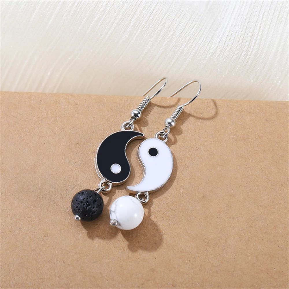 Yin Yang Stud Earrings - Enamel Tai Chi Design