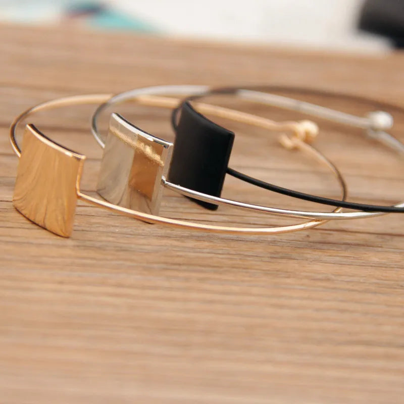 Geometric Bangle Bracelet - Adjustable Casual Design