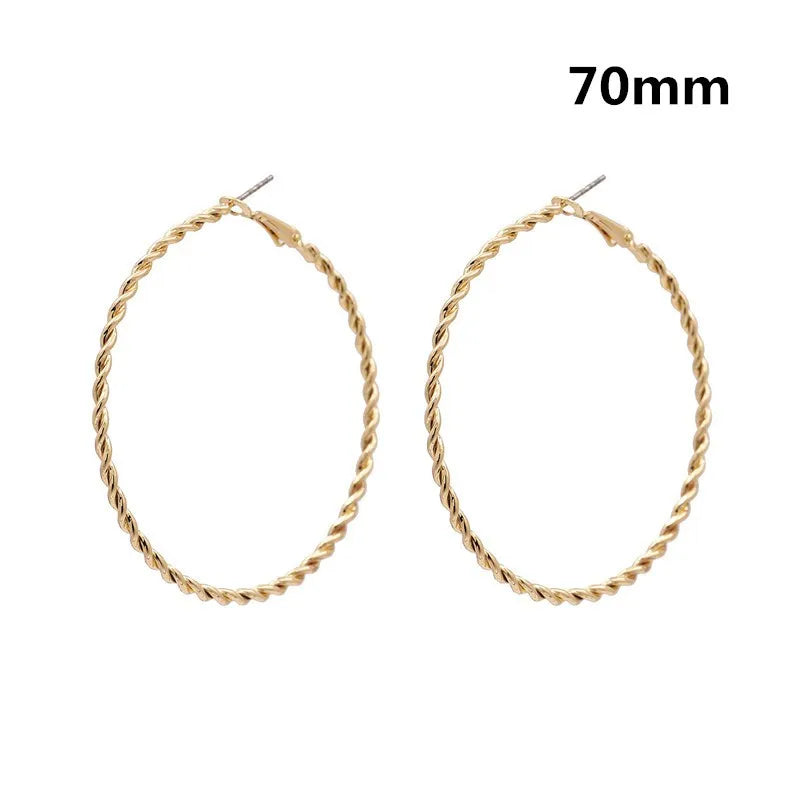 Large Hoop Earrings - Trendy Round Design