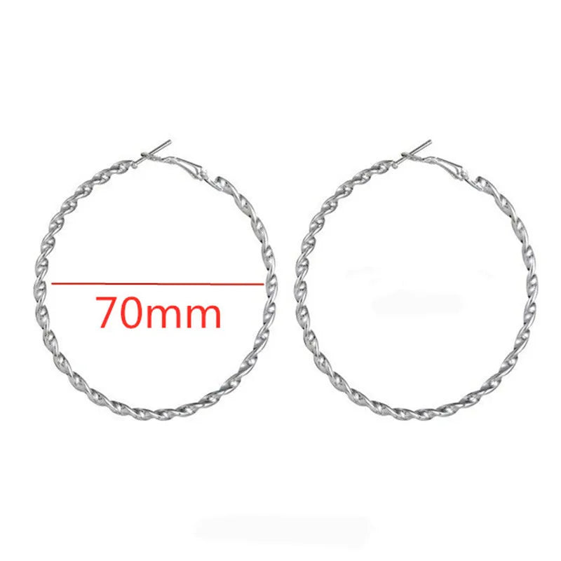 Large Hoop Earrings - Trendy Round Design