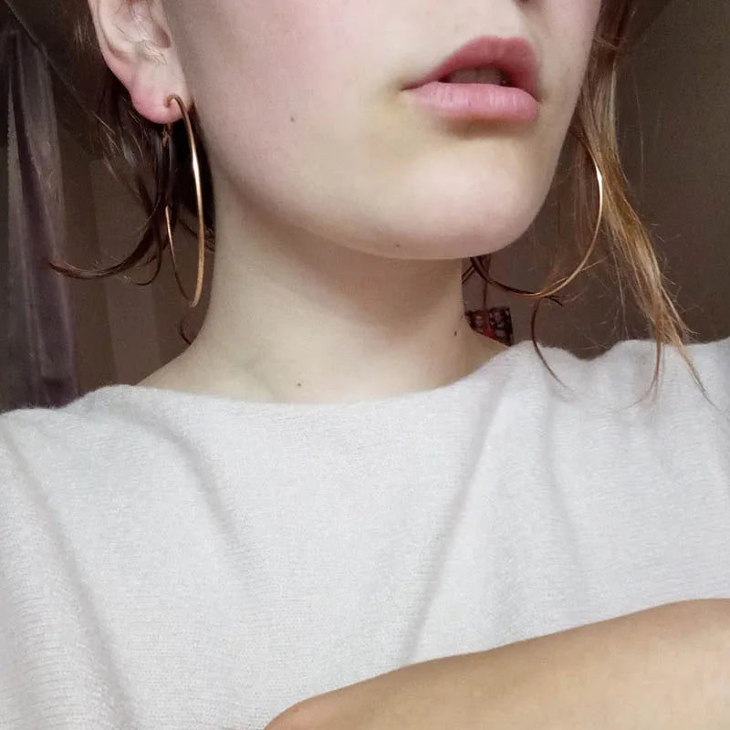 Large Hoop Earrings - Trendy Round Design