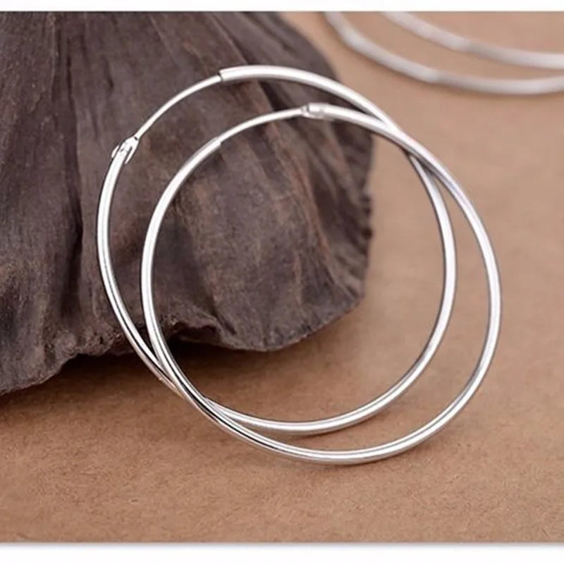 Round Sterling Silver Earrings - 925 Silver Hoops