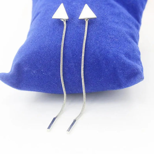 Triangle Chain Earrings - Modern Geometric Drop Earrings