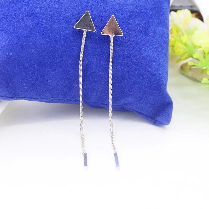 Triangle Chain Earrings - Modern Geometric Drop Earrings
