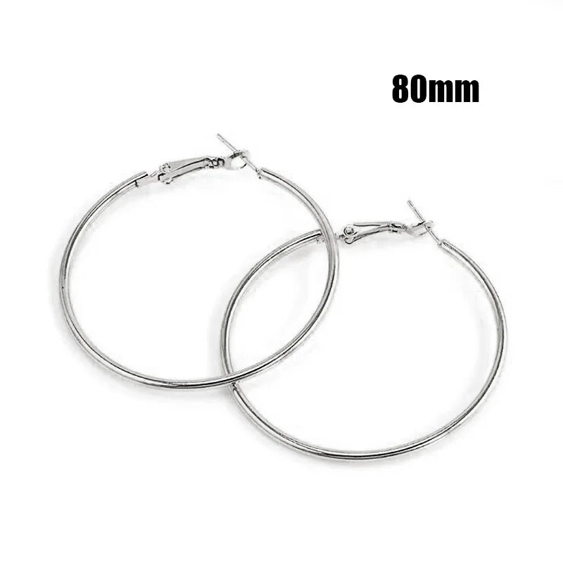 Large Hoop Earrings - Trendy Round Design