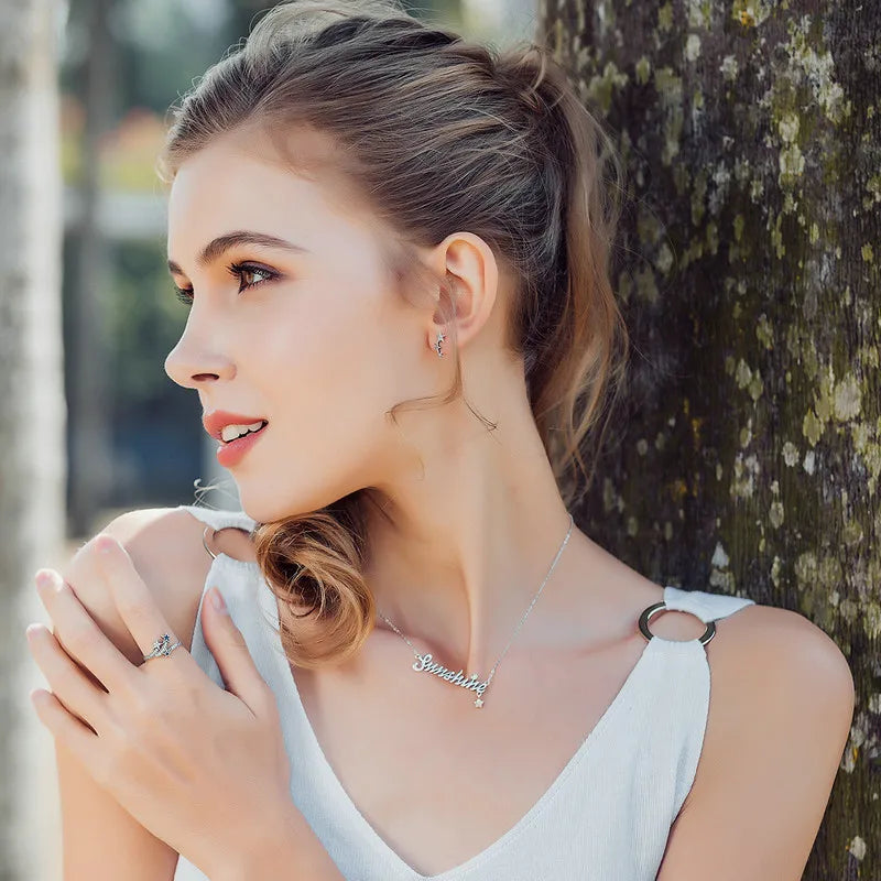 Sparkling Star Stud Earrings - 925 Sterling Silver Stackable