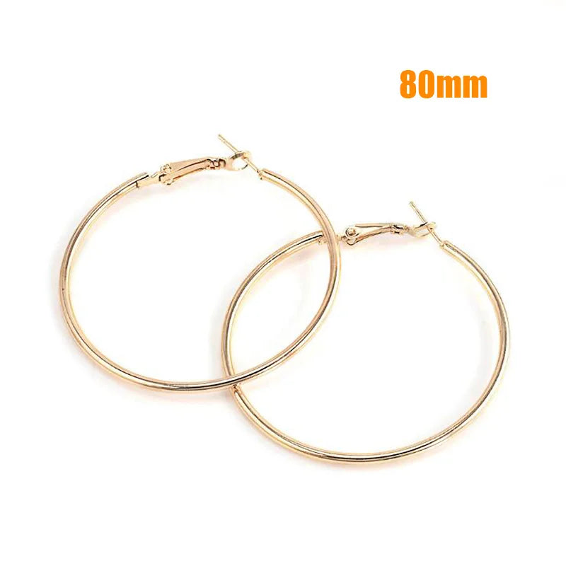 Large Hoop Earrings - Trendy Round Design