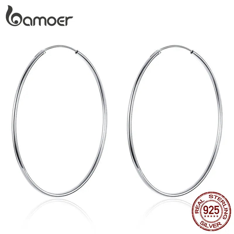 Large Hoop Earrings - 925 Sterling Silver