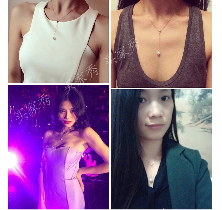 Crescent Moon Pearl Pendant Necklace