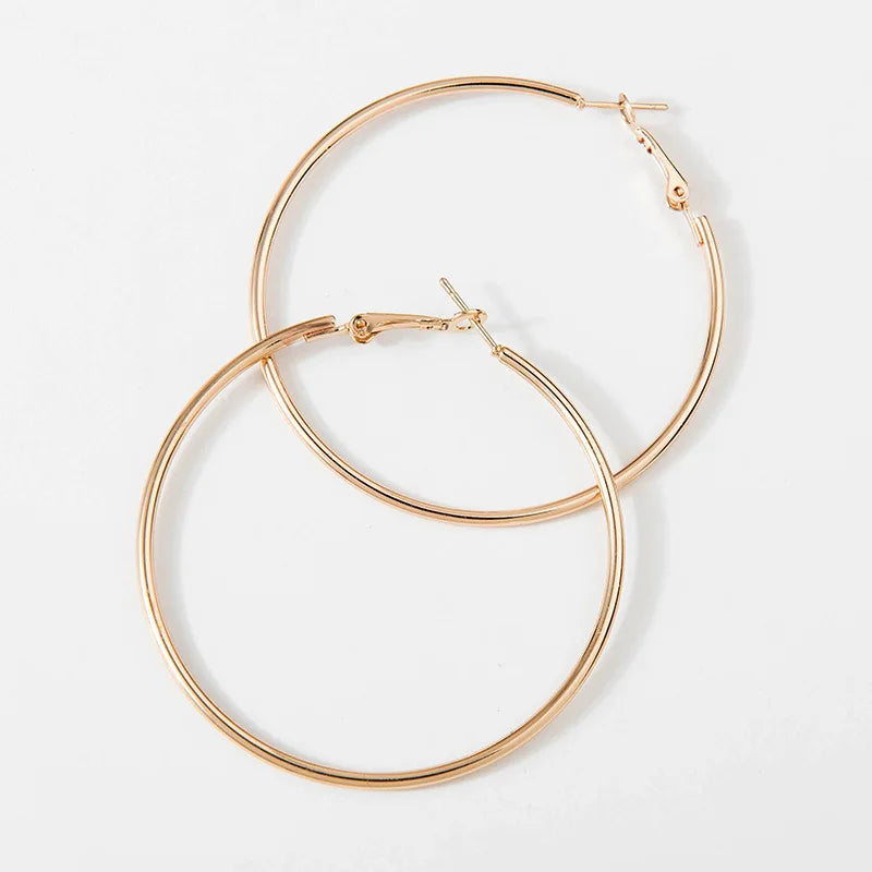 Large Hoop Earrings - Trendy Round Design
