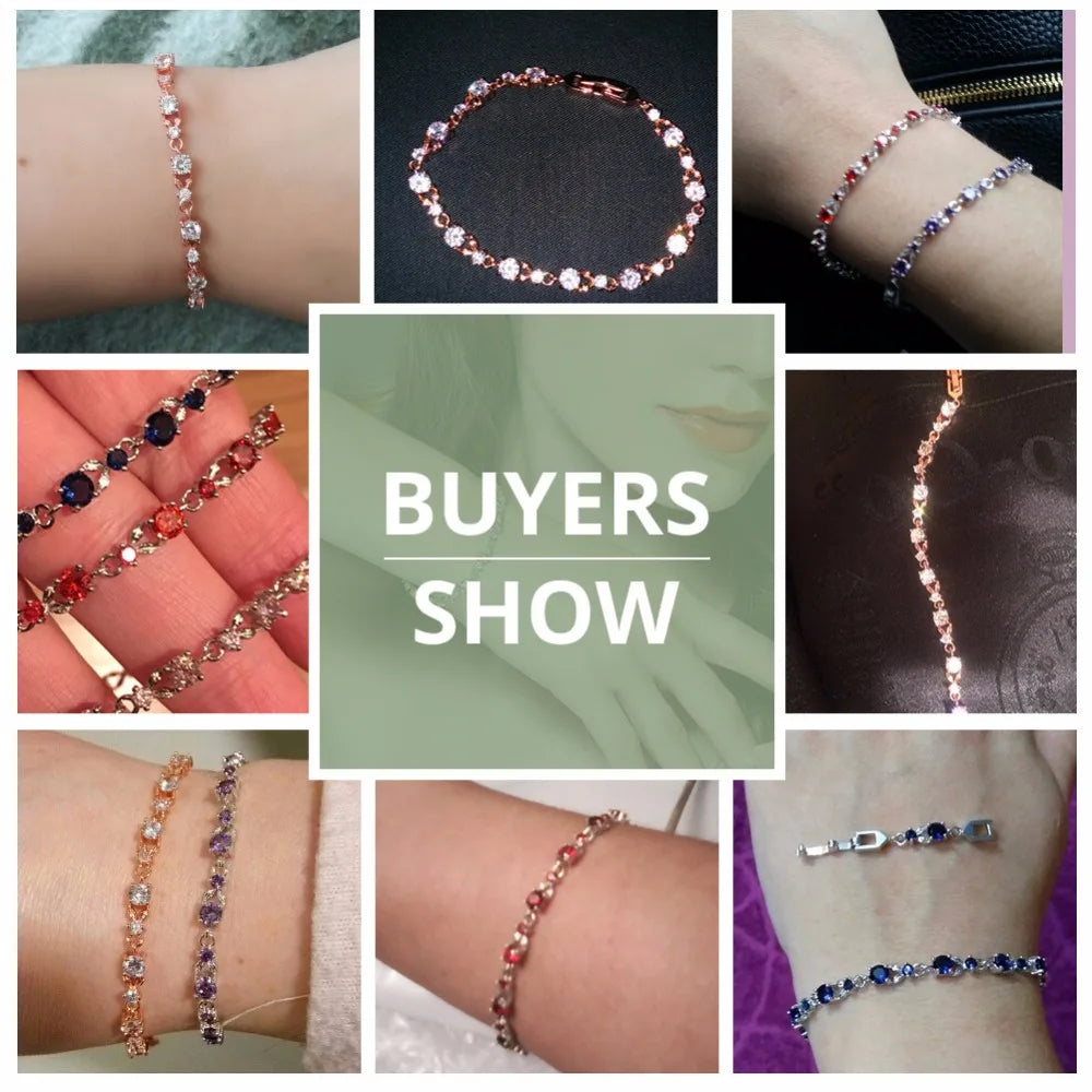 Luxury Rose Gold Crystal Bracelet - Water Drop Chain Design