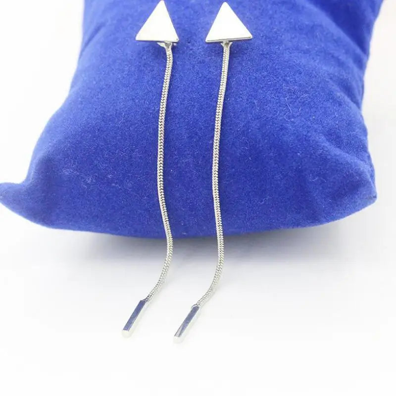 Triangle Chain Earrings - Modern Geometric Drop Earrings