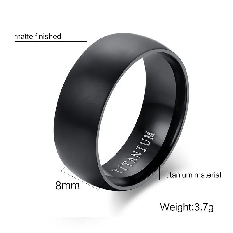 Matte Black Titanium Wedding Band - Classic Men's Ring