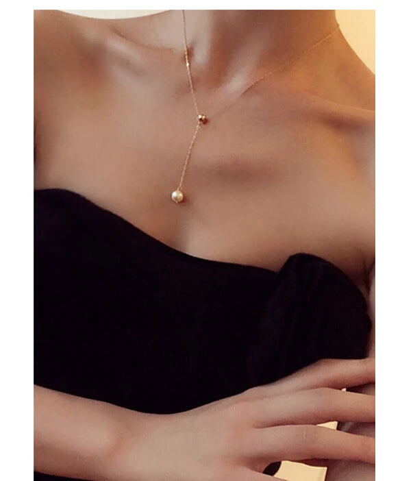 Crescent Moon Pearl Pendant Necklace