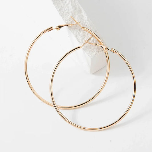 Large Hoop Earrings - Trendy Round Design