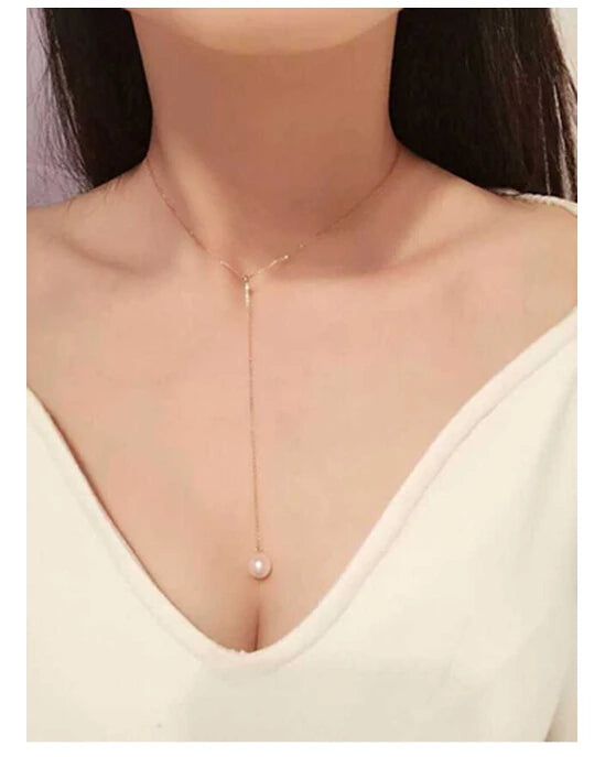 Crescent Moon Pearl Pendant Necklace