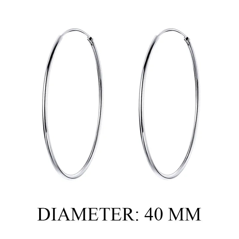 Large Hoop Earrings - 925 Sterling Silver