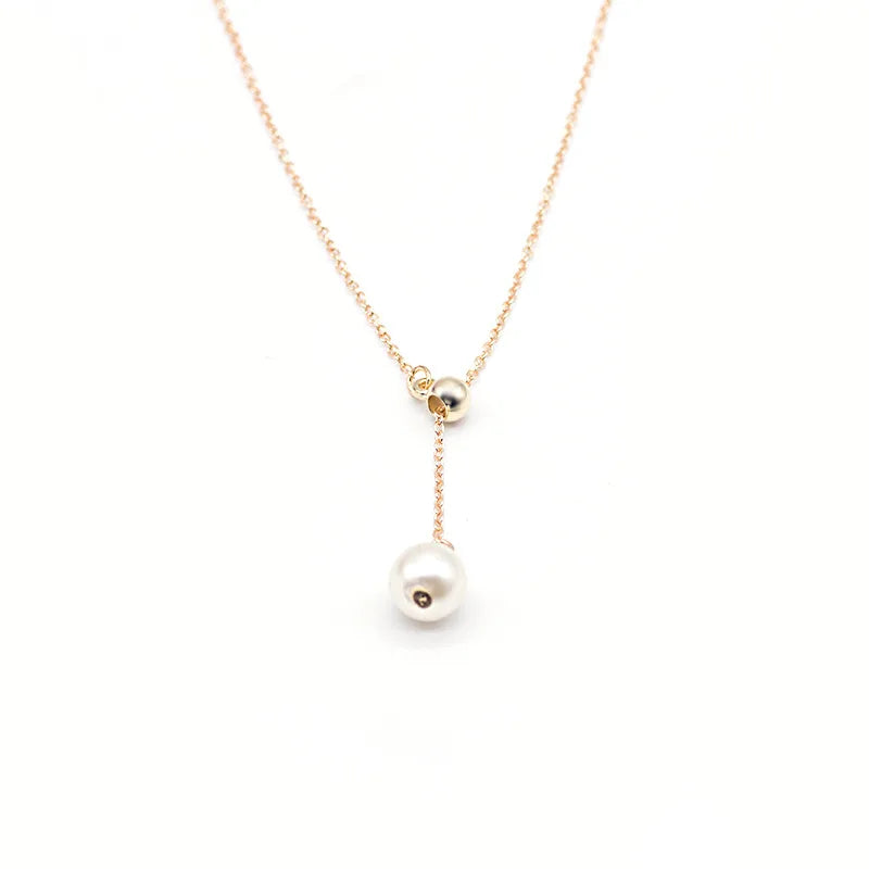 Crescent Moon Pearl Pendant Necklace