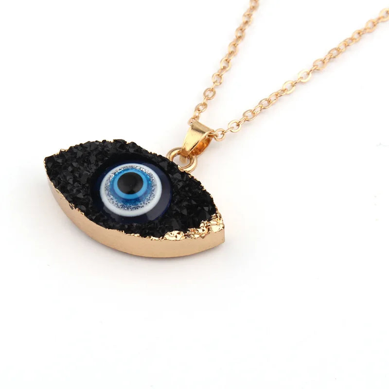 Vintage Boho Evil Eye Pendant Necklace - Gold Plated
