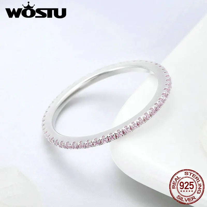 Genuine 925 Sterling Silver CZ Circle Ring