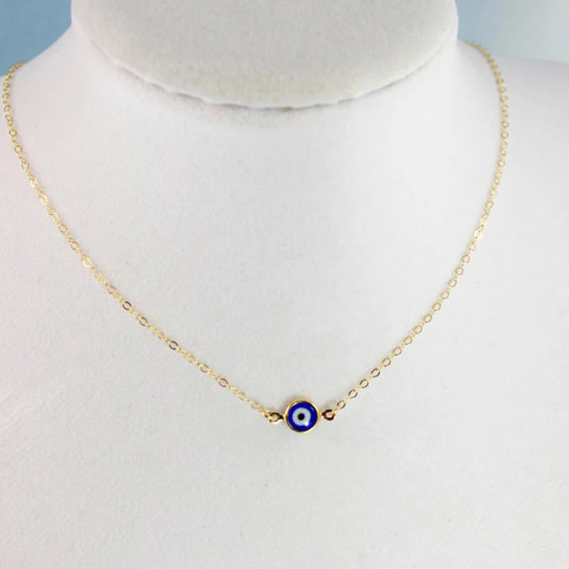 Vintage Boho Evil Eye Pendant Necklace - Gold Plated