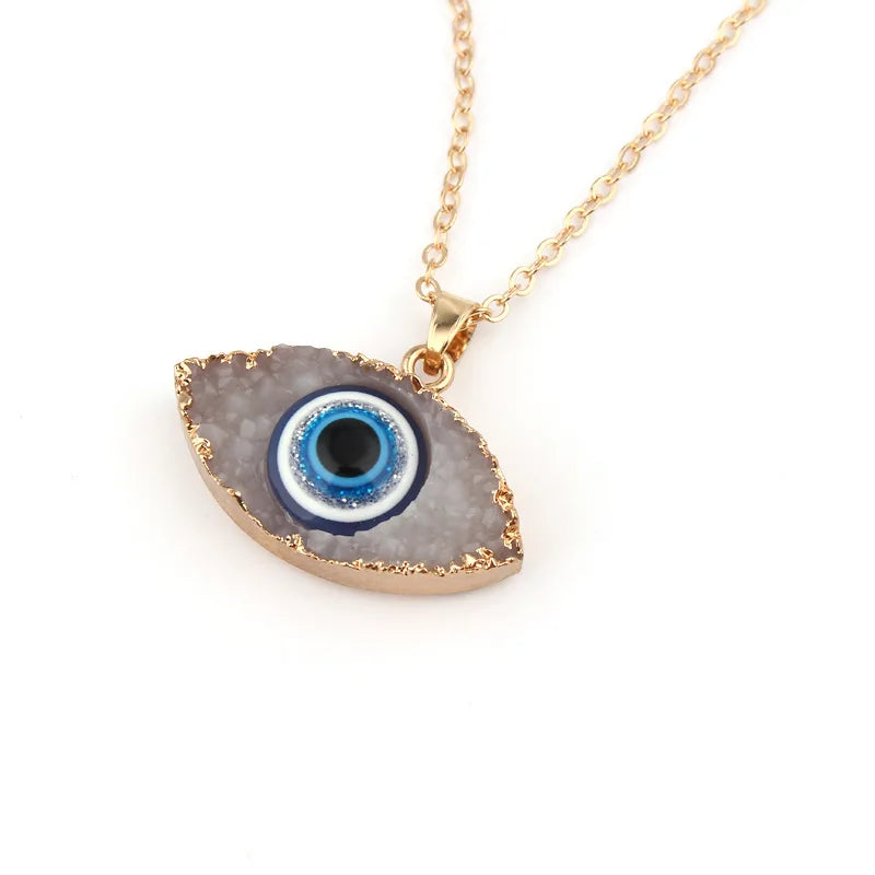 Vintage Boho Evil Eye Pendant Necklace - Gold Plated