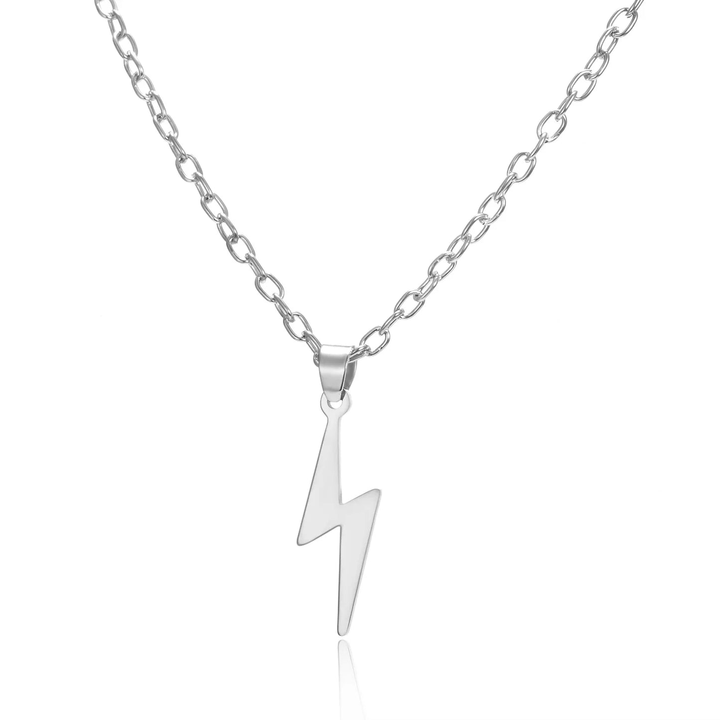 Lightning Bolt Pendant Necklace with Long Chain