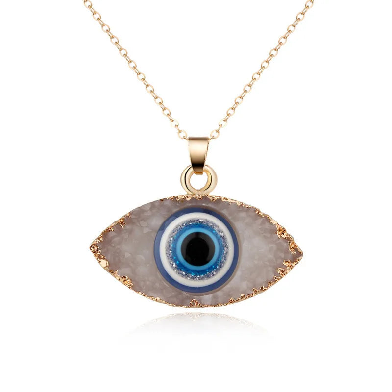 Vintage Boho Evil Eye Pendant Necklace - Gold Plated
