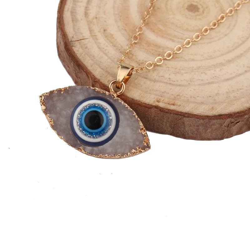 Vintage Boho Evil Eye Pendant Necklace - Gold Plated