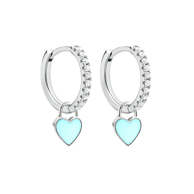 Enamel Heart Drop Earrings - Cute Colorful Design