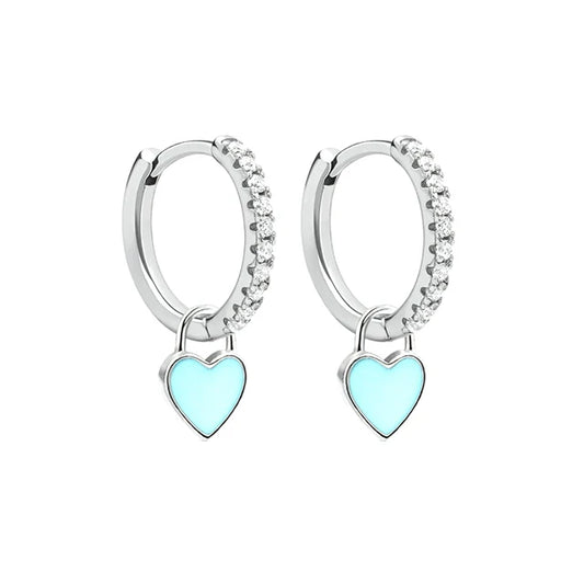 Enamel Heart Drop Earrings - Cute Colorful Design