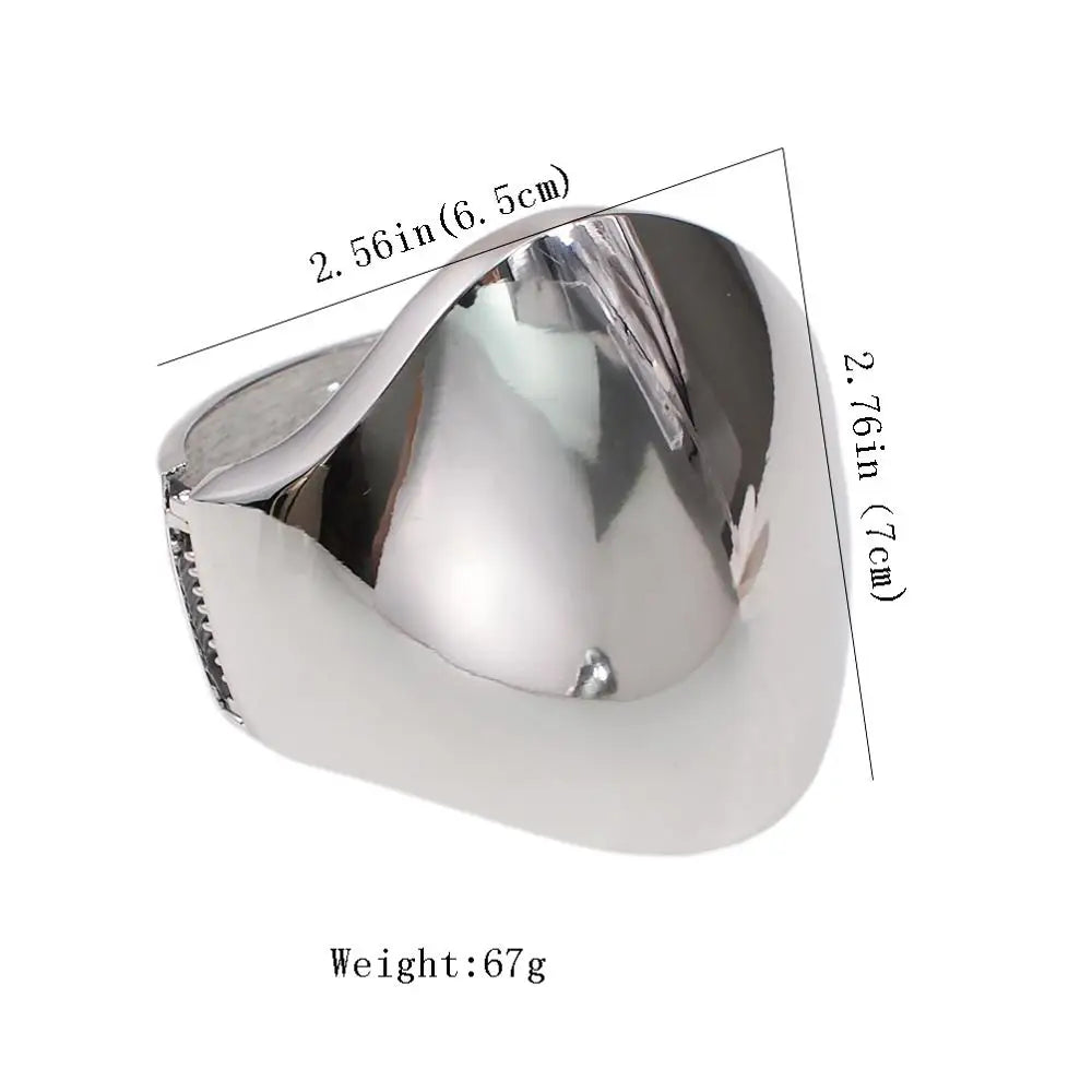 Punk Shiny Cuff Bangle - Gold Geometric Design