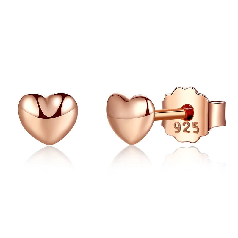 Plain Hearts Stud Earrings - 925 Sterling Silver