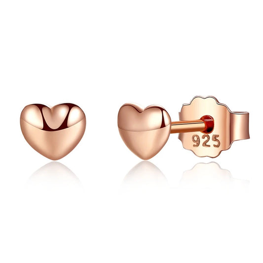 Plain Hearts Stud Earrings - 925 Sterling Silver