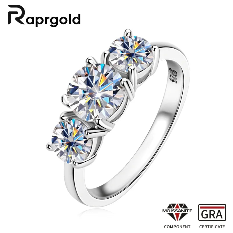 Moissanite Engagement Ring - 925 Sterling Silver with Certificate