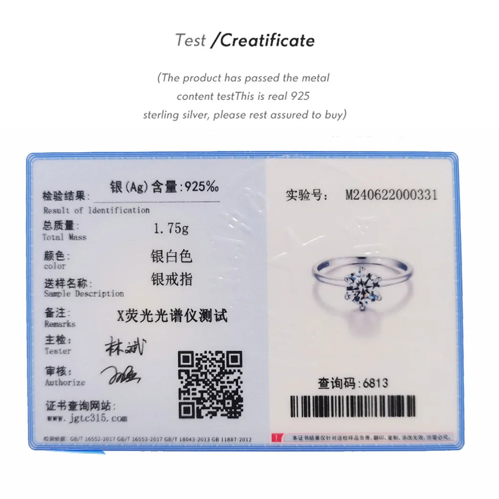 Moissanite Engagement Ring - 925 Sterling Silver