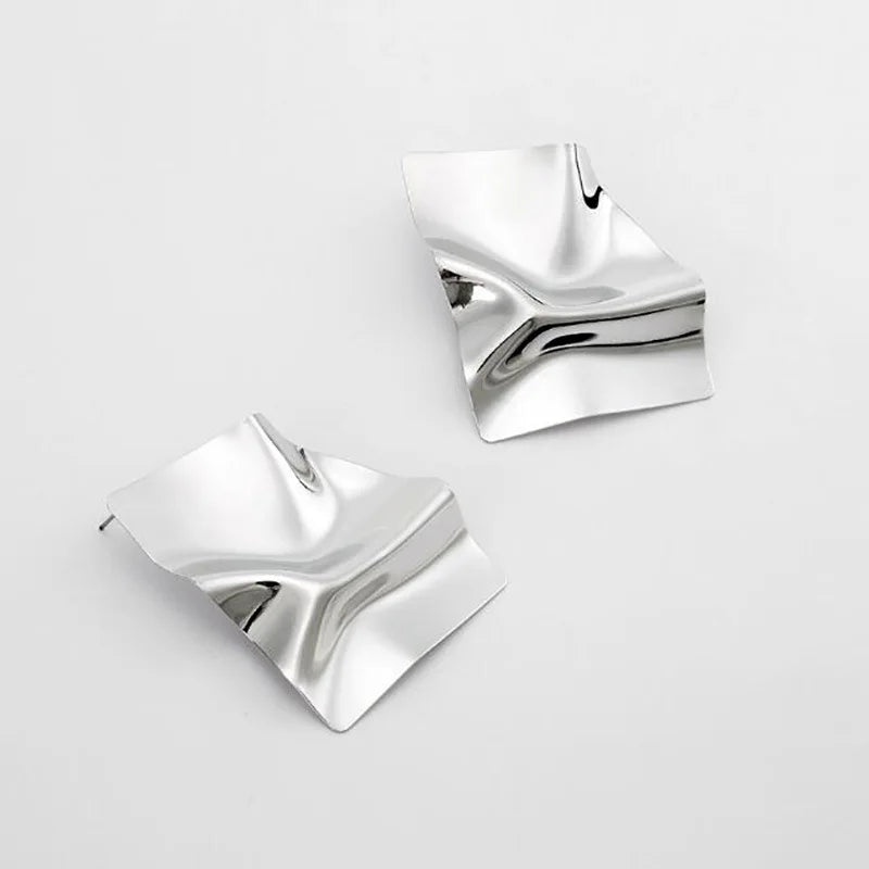 Irregular Geometric Stud Earrings - Trendy Modern Design