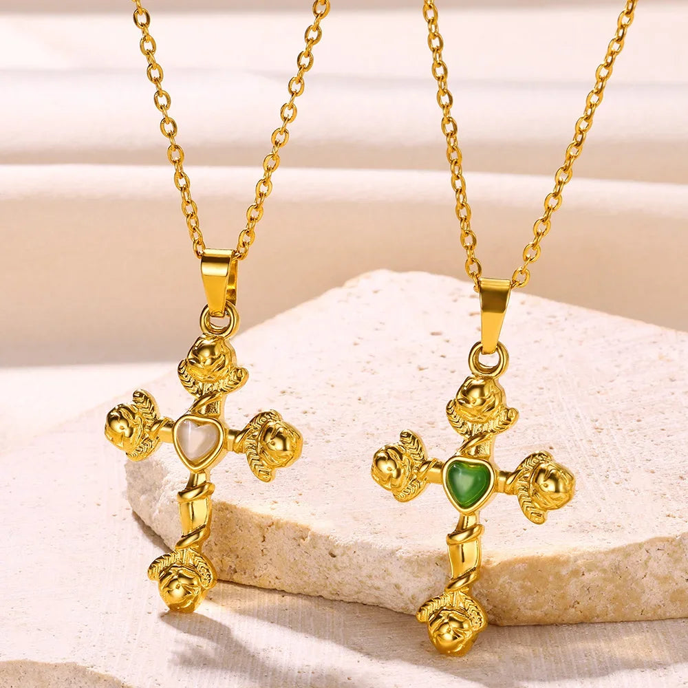 Vintage Cross Pendant Necklace - Classic Religious Jewelry