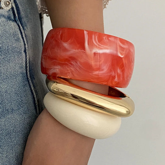 Bold Punk Geometric Metal Cuff Bracelet