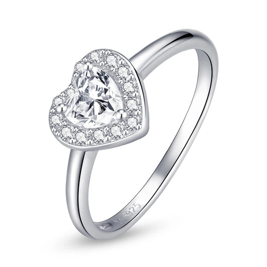 Bright Love Heart Ring - 925 Sterling Silver with Zircon