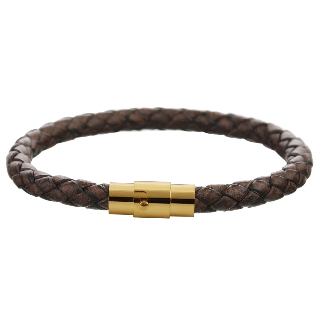 Genuine Braided Leather Bracelet - Stainless Steel Magnetic Clasp