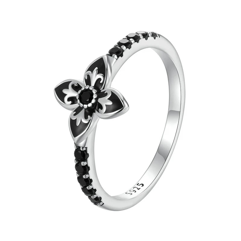 Nightfall Flower 925 Sterling Silver Ring