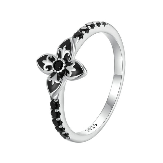 Nightfall Flower 925 Sterling Silver Ring