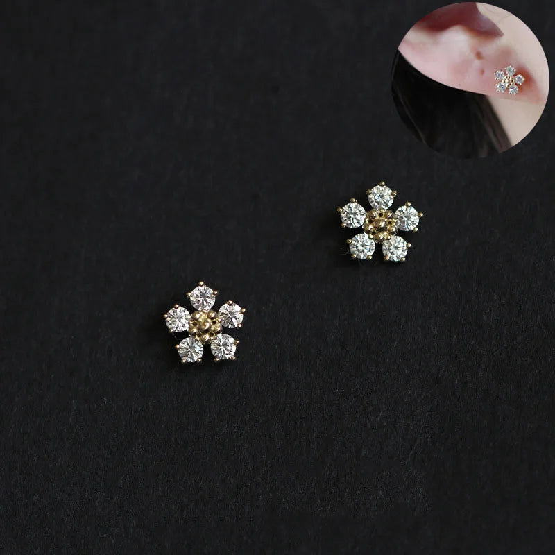 Square Crystal Stud Earrings - Gold and Silver Plated