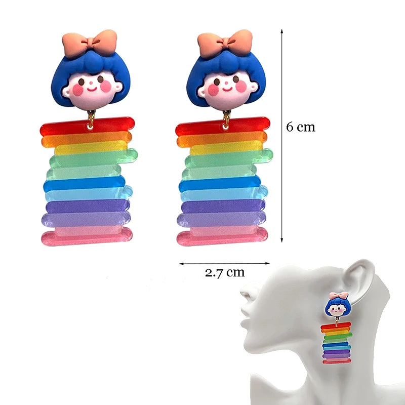 Colorful Acrylic Dangle Earrings - Irregular Trendy Design